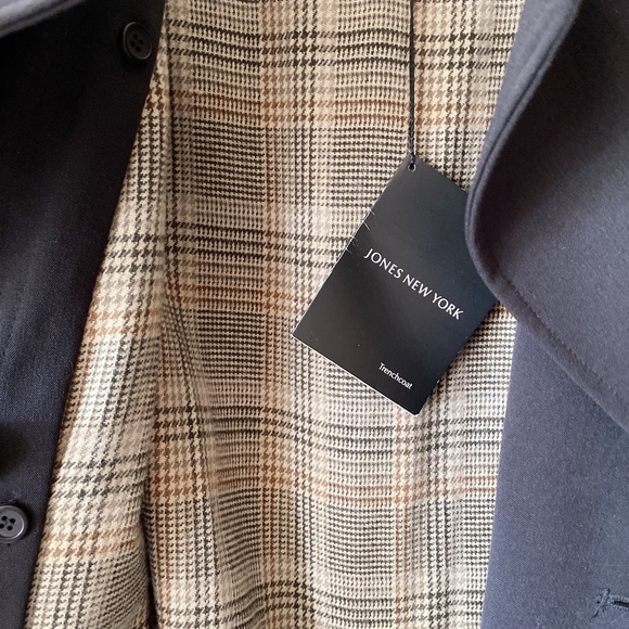 BNWT Jones NY Black Trench Coat Double Breasted Double Removable Liner - Picture 2 of 10